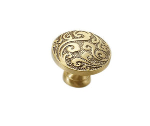 Solid Brass Floral Cabinet Pulls & Knobs - Gold Finish for Cabinets - #3 / 1pc