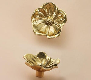 Solid Brass Floral Cabinet Pulls & Knobs - Gold Finish for Cabinets - view 6