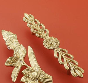 Solid Brass Floral Cabinet Pulls & Knobs - Gold Finish for Cabinets - view 4