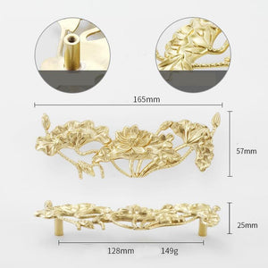 Solid Brass Floral Cabinet Pulls & Knobs - Gold Finish for Cabinets - view 2