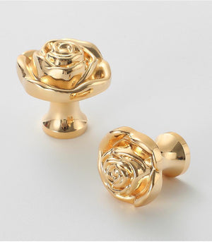 Solid Brass Floral Cabinet Pulls & Knobs - Gold Finish for Cabinets - #6 24mm / 1pc