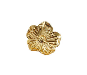 Solid Brass Floral Cabinet Pulls & Knobs - Gold Finish for Cabinets - #14 / 1pc