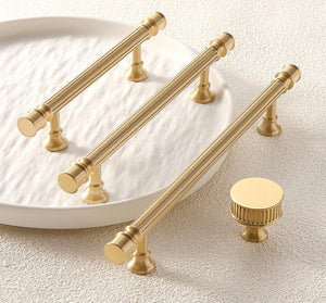 Solid Brass Fluted Cabinet Pulls & Knobs - Gold Finish for Cabinets - #1 - 44mm / 1pc
