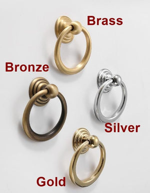 Solid Brass Fluted Cabinet Ring Pulls - Antique Bronze Finish - #1 Silver 56mm / 1pc