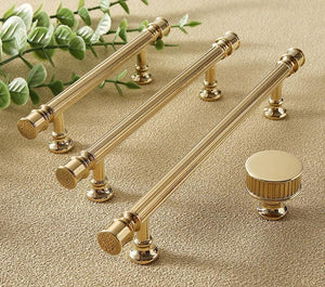 Solid Brass Fluted Cabinet Ring Pulls - Brushed Gold Finish Hardware - #3 - 160mm / 1pc