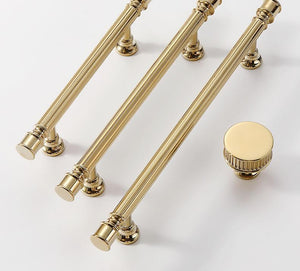 Solid Brass Fluted Cabinet Ring Pulls - Brushed Gold Finish Hardware - view 10