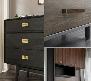 Solid Brass Geometric Cabinet Pulls & Knobs - Black Finish Hardware - #3 Brass/Black / 1pc