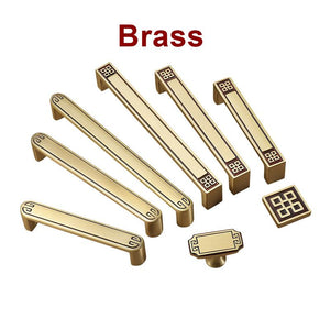 Solid Brass Geometric Cabinet Pulls & Knobs - Black Finish Hardware - #2 Brass / 1pc