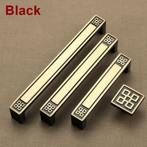 Solid Brass Geometric Cabinet Pulls & Knobs - Black Finish Hardware - #3 Brass 96mm / 1pc
