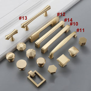 Solid Brass Geometric Cabinet Pulls & Knobs - Brushed Gold Finish - #5 / 1pc