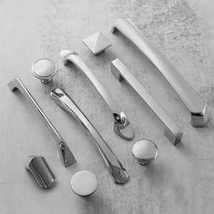 Solid Brass Geometric Cabinet Pulls & Knobs - Chrome Finish Hardware - #6 - 96mm / 1pc