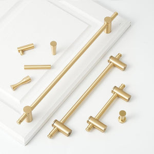 Solid Brass Geometric Cabinet Pulls & Knobs - Gold Finish Hardware - #1 / 1pc