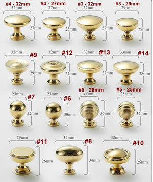Solid Brass Geometric Cabinet Pulls & Knobs - Gold Finish Hardware - #1 - 20mm / 1pc
