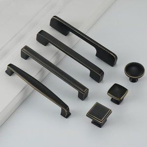Solid Brass Geometric Cabinet Ring Pulls - Black Finish Hardware - #6 / 1pc