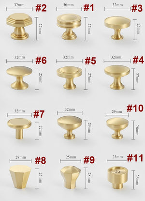 Solid Brass Geometric Cabinet Ring Pulls - Matte Gold Finish - #2 / 1pc