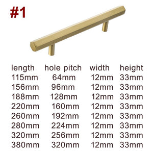 Solid Brass Geometric Cabinet Pulls & Knobs - Brushed Gold Finish - #1 - 96mm / 1pc