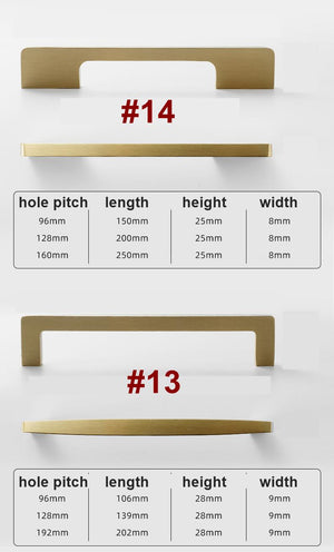 Solid Brass Geometric Cabinet Pulls & Knobs - Brushed Gold Finish - #4 / 1pc
