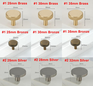 Solid Brass Knurled Cabinet Pulls & Knobs - Antique Bronze Finish - #1 Brass 30mm / 1pc