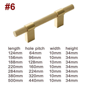 Solid Brass Knurled Cabinet Pulls & Knobs - Brushed Gold Finish - #3 / 1pc