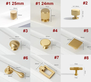 Solid Brass Knurled Cabinet Pulls & Knobs - Gold Finish Hardware - #1 - 25mm / 1 pc