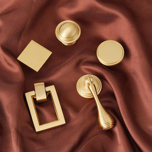 Solid Brass Knurled Cabinet Pulls & Knobs - Gold Finish Hardware - #9 - 96mm / 1 pc