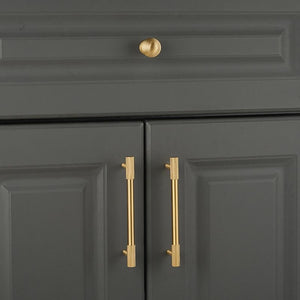Solid Brass Knurled Cabinet Pulls & Knobs - Gold Finish Hardware - #5 / 1pc