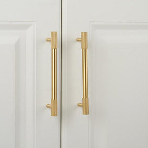 Solid Brass Knurled Cabinet Pulls & Knobs - Gold Finish Hardware - #6 - 25mm / 1pc