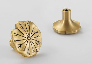 Solid Brass Lotus Cabinet Pulls & Knobs - Gold Finish for Cabinets - view 3