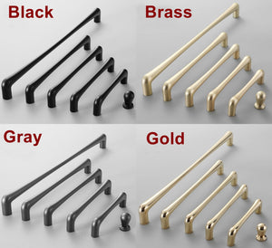 Solid Brass Minimalist Cabinet Pulls & Knobs - Black Finish Hardware - #1 Gray / 1pc