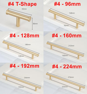 Solid Brass Minimalist Cabinet Pulls & Knobs - Brushed Gold Finish - #2 / 1pc