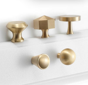 Solid Brass Minimalist Cabinet Pulls & Knobs - Matte Gold Finish - #6 / 1pc