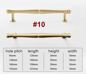 Solid Brass Neoclassical Cabinet Pulls & Knobs - Matte Gold Finish - #6 / 1pc