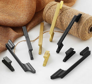 Solid Brass Oriental Cabinet Pulls & Knobs - Brushed Gold Finish - #1 Black 125mm / 1pc
