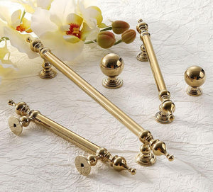 Solid Brass Ornate Cabinet Pulls & Knobs - Bright Gold Finish - #3 - 192mm / 1pc
