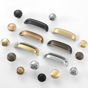 Solid Brass Round Cabinet Cup Pulls - Brushed Gold Finish Hardware - #1 Black 28mm / 1pc