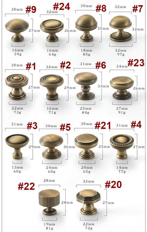 Solid Brass Round Cabinet Pulls & Knobs - Aged Bronze Finish - #2 / 1pc