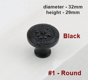 Solid Brass Round Cabinet Pulls & Knobs - Black Finish for Cabinets - #1 - 128mm Black / 1pc
