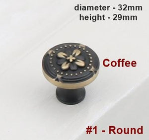 Solid Brass Round Cabinet Pulls & Knobs - Black Finish for Cabinets - #1 - 160mm Black / 1pc