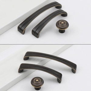 Solid Brass Round Cabinet Pulls & Knobs - Black Finish for Cabinets - #1 - 128mm Gold / 1pc