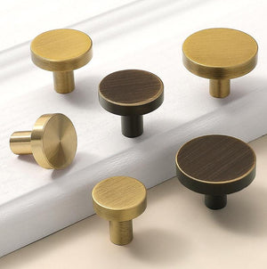 Solid Brass Round Cabinet Pulls & Knobs - Black Finish for Cabinets - 20mm Bronze / 1pc