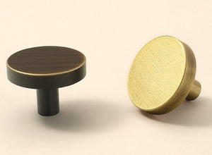 Solid Brass Round Cabinet Pulls & Knobs - Black Finish for Cabinets - 30mm Bronze / 1pc