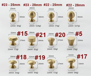 Solid Brass Round Cabinet Pulls & Knobs - Brushed Gold Finish - #3 / 1pc