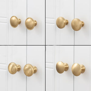 Solid Brass Round Cabinet Pulls & Knobs - Brushed Gold Finish - #5 - 32mm / 1pc