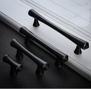 Solid Brass Round Cabinet Pulls & Knobs - Brushed Gold Finish - Black Bronze - 96mm / 1pc