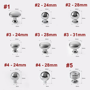 Solid Brass Round Cabinet Pulls & Knobs - Chrome Finish Hardware - #2 - 24mm / 1pc