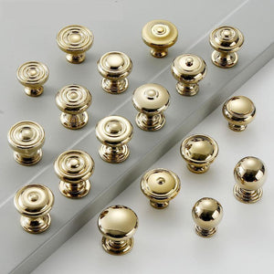 Solid Brass Round Cabinet Pulls & Knobs - Gold Finish for Cabinets - #1 - 27mm / 1pc