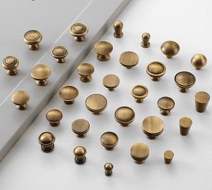 Solid Brass Round Cabinet Pulls & Knobs - Matte Gold Finish Hardware - #1 - 26mm / 1pc