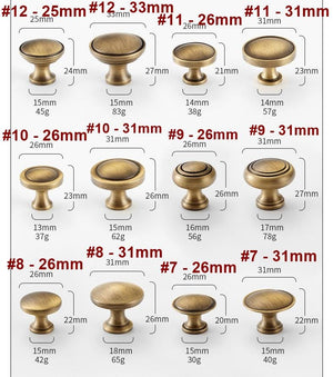 Solid Brass Round Cabinet Pulls & Knobs - Matte Gold Finish Hardware - #2 - 26mm / 1pc