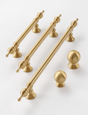 Solid Brass Round Cabinet Pulls & Knobs - Matte Gold Finish Hardware - view 9