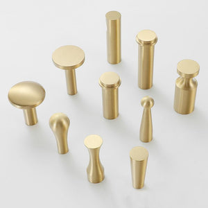Solid Brass Round Cabinet Pulls & Knobs - Matte Gold Finish Hardware - #1 / 1pc